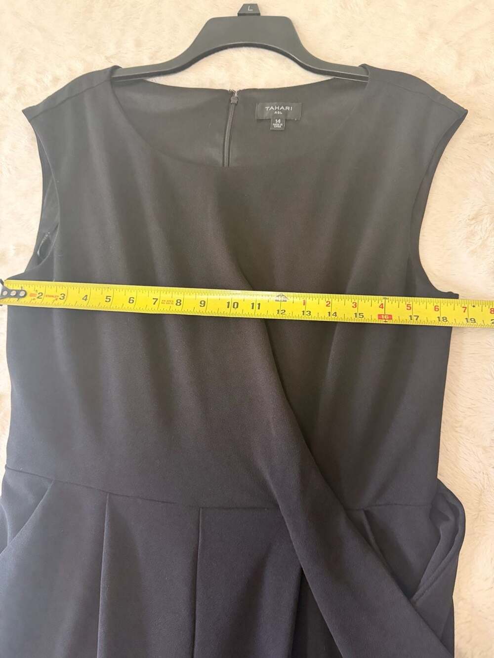 Tahari ASL Black Sleeveless Side-Tie Wide Leg Jumpsuit Size 14 Full Length